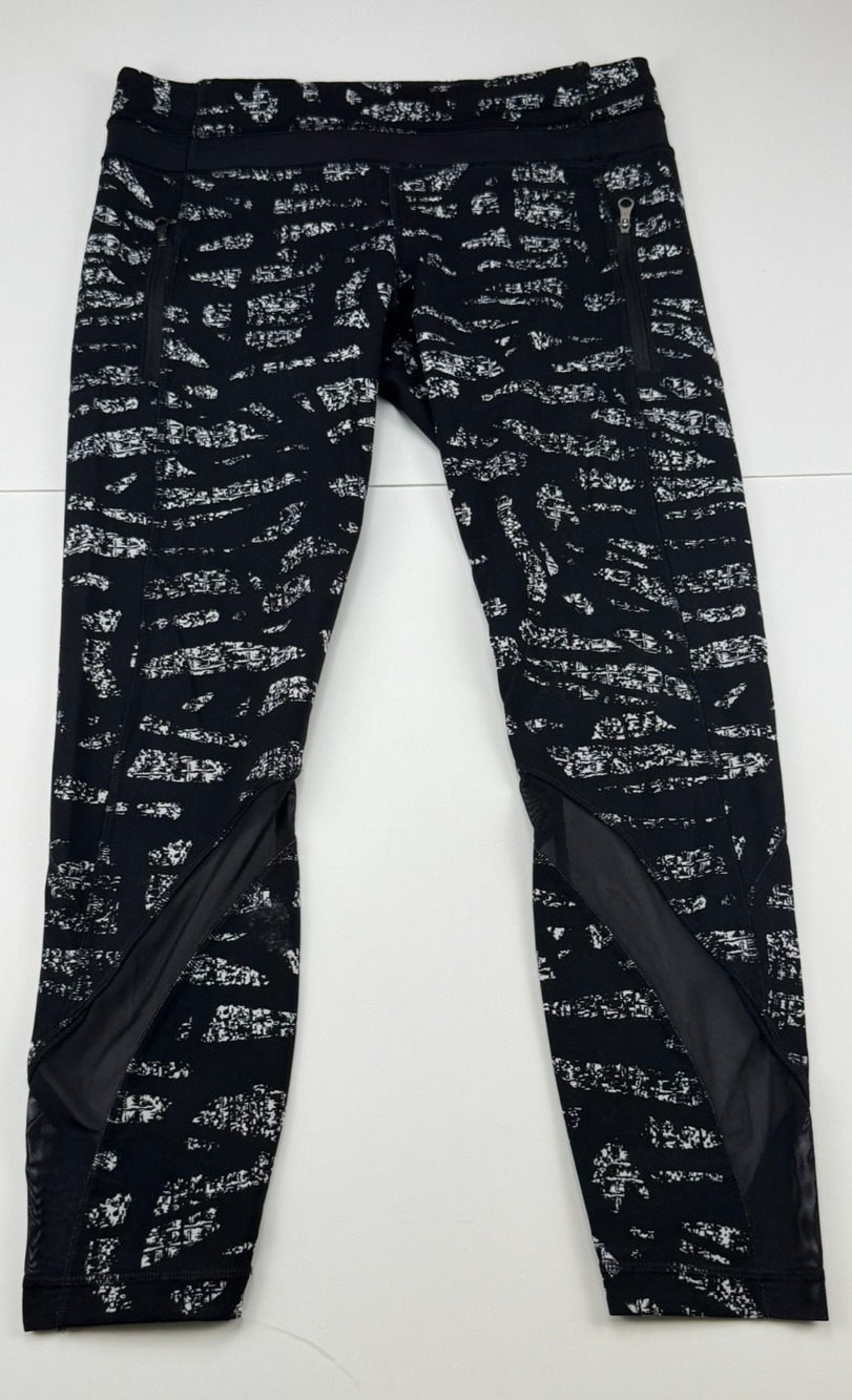 Lululemon Inspire Tight II Womens 8 Static Mist Black White Mesh Leggings